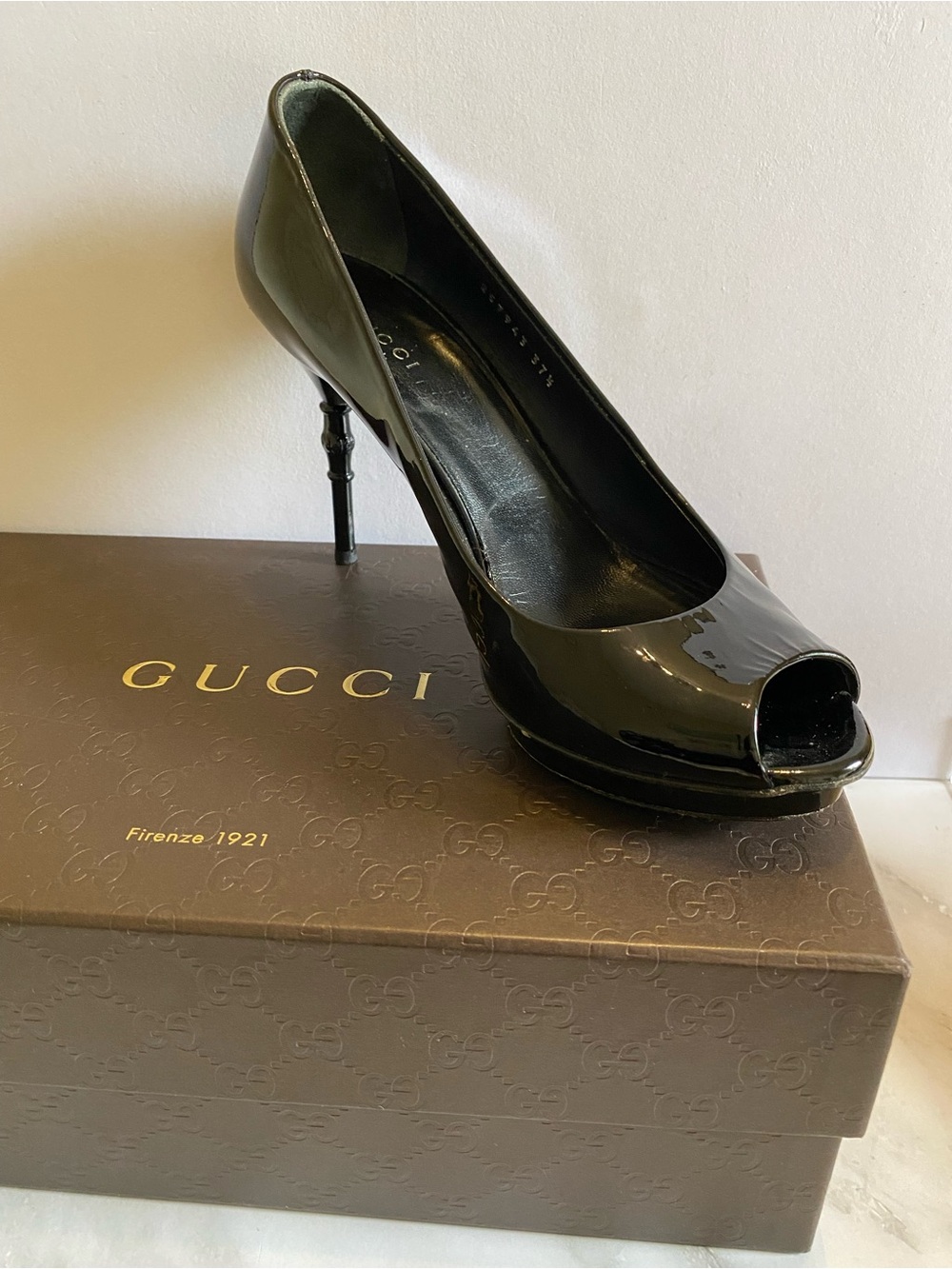 🛍️ Gucci Authentic Patent Leather Bamboo Effect Heels Vintage 2010 w/ Box & Bag